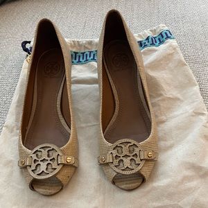 Tory Burch peep toe wedge